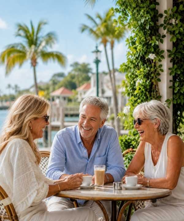 independent senior living swfl seniors at cafe